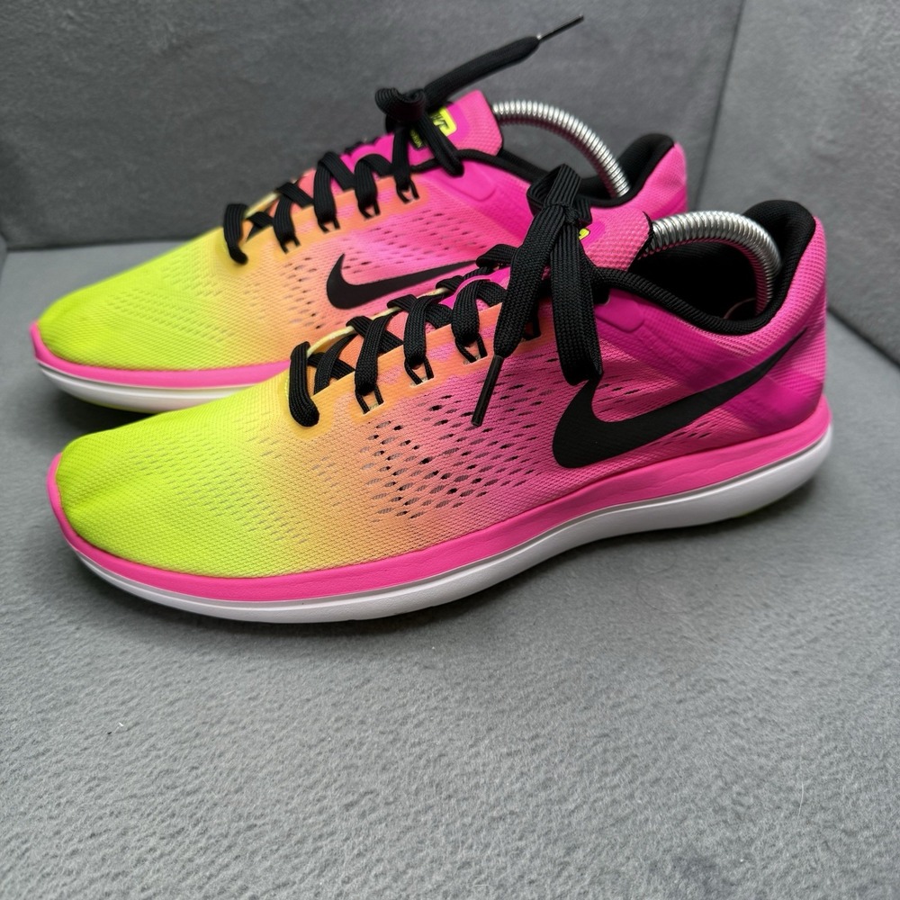 Nike Flex 2016 RN OC Mens 8.5 Multi Color Pink Volt Running Shoes 844737-999